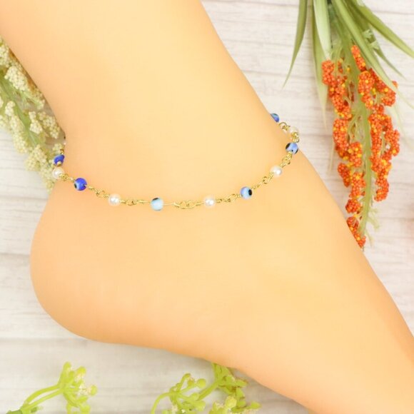 "Handmade Anklet – Elegant & Delicate Jewelry for Women | UNVRC1379 - Picture 9 of 10